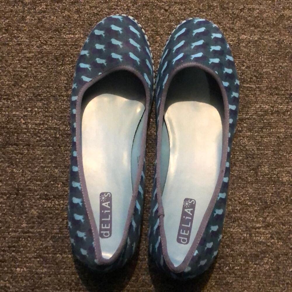 dELiA*s Brand Women's 10 Blue & Green Birds Flat shoes Flats